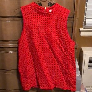 J. Crew Red Sleeveless Blouse